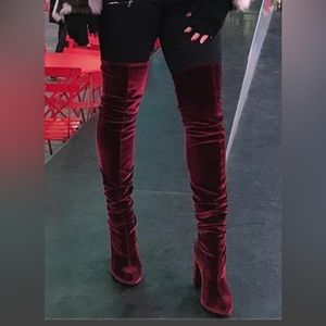 Zara Velvet Over the Knee Boots